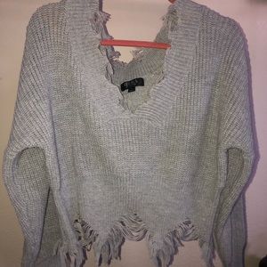 grey cropped knit sweater